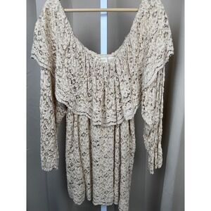Vintage Gold Label Victoria's Secret Lace Tunic Mini Dress Sheer Romantic‎ Boho